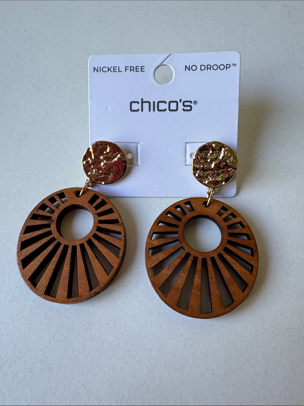 Chico's Brown Sunburst Drop Earrings